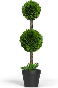 3ft (36") Artificial Boxwood Topiary Ball Tree, Front Porch Home Decor, Faux Fake Plant Decoration, (Single Tree)
