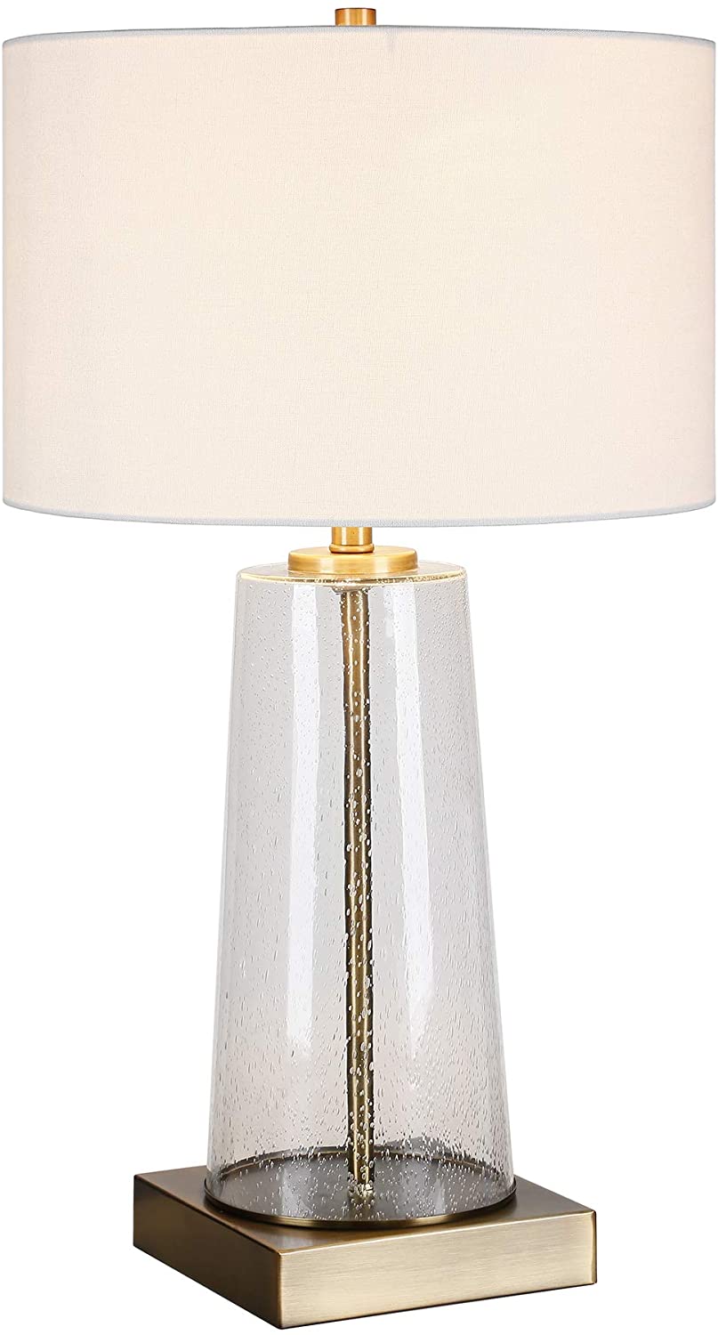 Tapered Seeded Glass Table Lamp - Brass #1254HW