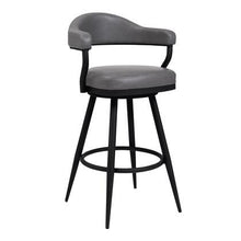 Load image into Gallery viewer, 26&quot; Counter Height Bar Stool in Black Powder Coated Finish and Vintage Gray Faux Leather

