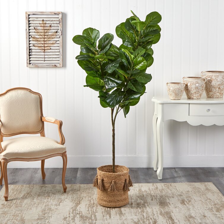 72'' Artificial Fiddle Leaf Fig Tree in Basket