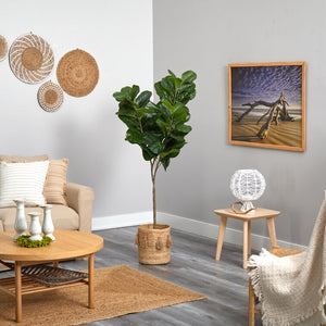 72'' Artificial Fiddle Leaf Fig Tree in Basket