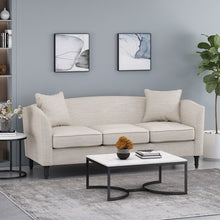 Load image into Gallery viewer, Beige Polyester 74.75&quot; Tuxedo Arm Sofa
