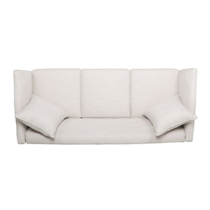 Beige Polyester 74.75" Tuxedo Arm Sofa