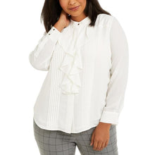 Load image into Gallery viewer, Women&#39;s Plus Size Pleated Ruffled Blouse by Calvin Klein
