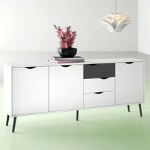 Load image into Gallery viewer, Black Mat/White 77.05&#39;&#39; Wide 3 Drawer Buffet Table
