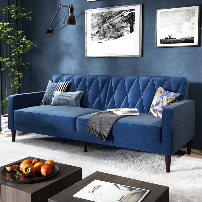Velvet Split Back Convertible Sofa,