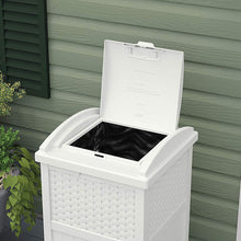 Load image into Gallery viewer, Suncast GHW1732WH Trashcan Hideaway Outdoor 33 Gallon Garbage Waste Bin, White 5983RR
