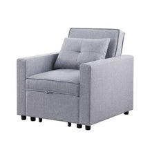 Load image into Gallery viewer, Zoey Light Gray Linen Convertible Sleeper Chair with Side Pocket
