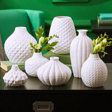 Load image into Gallery viewer, 7 Piece Pell White Indoor / Outdoor Ceramic Table Vase Set
