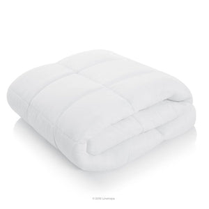 Linenspa Traditional White Solid Polyester Microfiber Down Alternative Plush Comforters, Queen, Reversible Washable