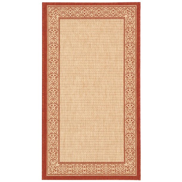 SAFAVIEH Courtyard Donna Traditional Indoor/Outdoor Area Rug Natural/Red, 2' x 3'7