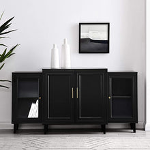 Load image into Gallery viewer, 4-Door Tiered Modern-Sideboard-Buffet Stand for Storage, 62, Black
