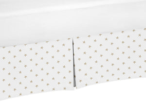 Gold and White Star Baby Girl Pleated Crib Bed Skirt Celestial Collection by Sweet Jojo Designs 3174AH
