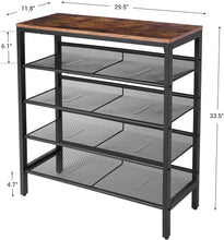 Load image into Gallery viewer, 5-Tier Shoe Storage Unit Flat &amp; Slant Adjustable Shoe Organizer Shelf for 16 Pairs #2453HW
