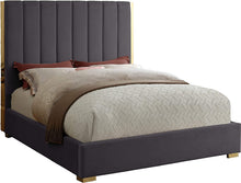 Load image into Gallery viewer, Meridian Furniture Contemporary black velvet QUEEN Headboard ONLY MRM2666
