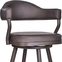Load image into Gallery viewer, 26&quot; Counter Height Swivel Vintage Brown Faux Leather Bar Stool with Brown Metal Legs
