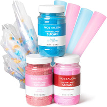 Load image into Gallery viewer, Nostalgia FSCC8 3 Flavor Cotton Party Kit, 4 Reusable Cones, 10 Floss Bags, 1, Multi MRM/GL3393

