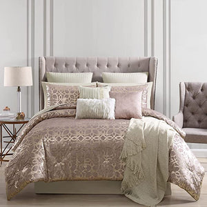 100% Polyester Comforter Set, Queen, Shea - Blush, 10-Piece Set