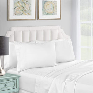 Egyptian Cotton Sheet Set - Premium 1200-Thread Count Egyptian Cotton Solid California King Sheet Set with 18” Deep Pocket - Luxury High Thread Count Sheet Set, California King White (Set of 4)
