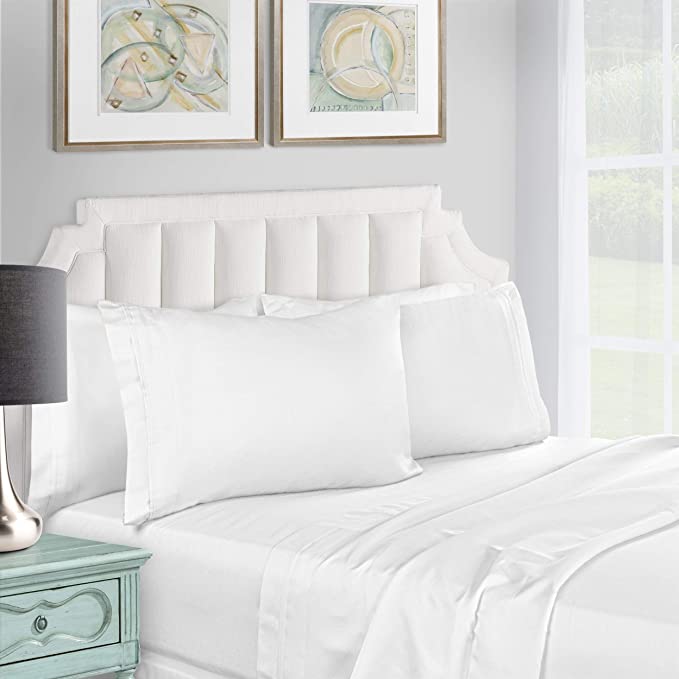 Egyptian Cotton Sheet Set - Premium 1200-Thread Count Egyptian Cotton Solid California King Sheet Set with 18” Deep Pocket - Luxury High Thread Count Sheet Set, California King White (Set of 4)