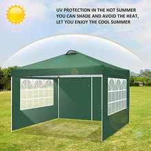 Load image into Gallery viewer, Canopy 10x10 Pop up Canopy Tent Popup Instant Tent Outdoor Canopy with Sidewalls Waterproof Gazebo, Outdoor Event Shelter Sun Shade Party Commercial Canopy (Green)

