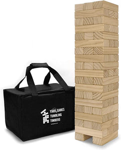 Large Tumbling Timbers with Carrying Case | Starts at 2-Feet Tall and Builds to Over 4-Feet | Made with Premium Pine Wood