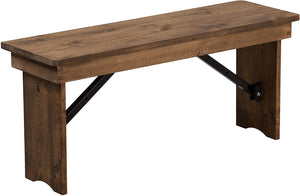 HERCULES 40" x 12" Antique Rustic,Solid Pine Folding Farm Bench 264CDR