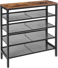 Load image into Gallery viewer, 5-Tier Shoe Storage Unit Flat &amp; Slant Adjustable Shoe Organizer Shelf for 16 Pairs #2453HW
