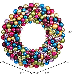 24" Multi-Colored Shiny and Matte Ball Wreath
