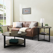 Load image into Gallery viewer, Round Coffee Table Solid Rustic Black Wood Tabletop
