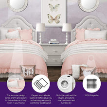 Load image into Gallery viewer, Lush Decor Reyna Comforter Ruffled 3 Piece Bedding Set with Pillow Shams, Full Queen, Blush
