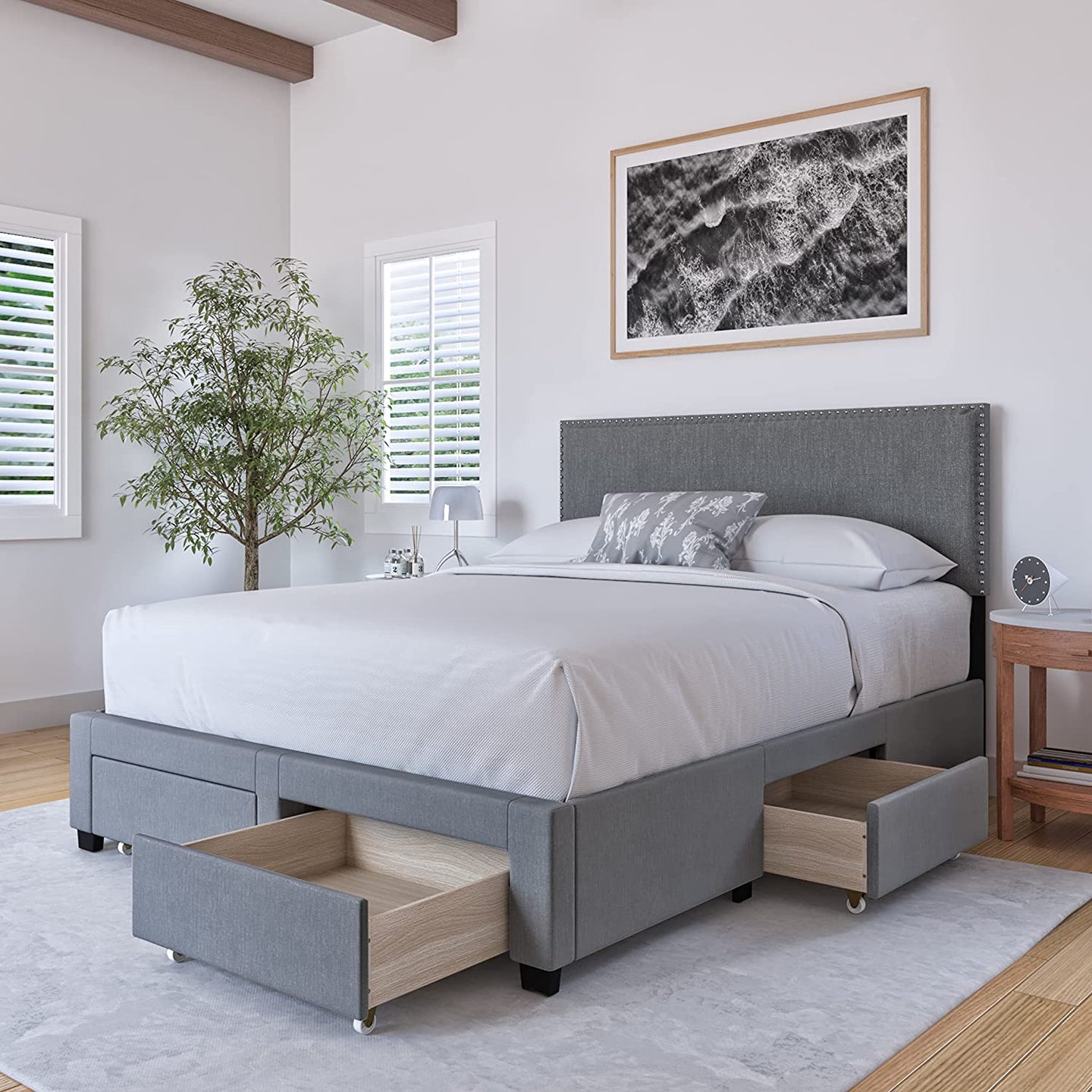 Queen Lucas Upholstered Platform Bed Frame  Headboard only