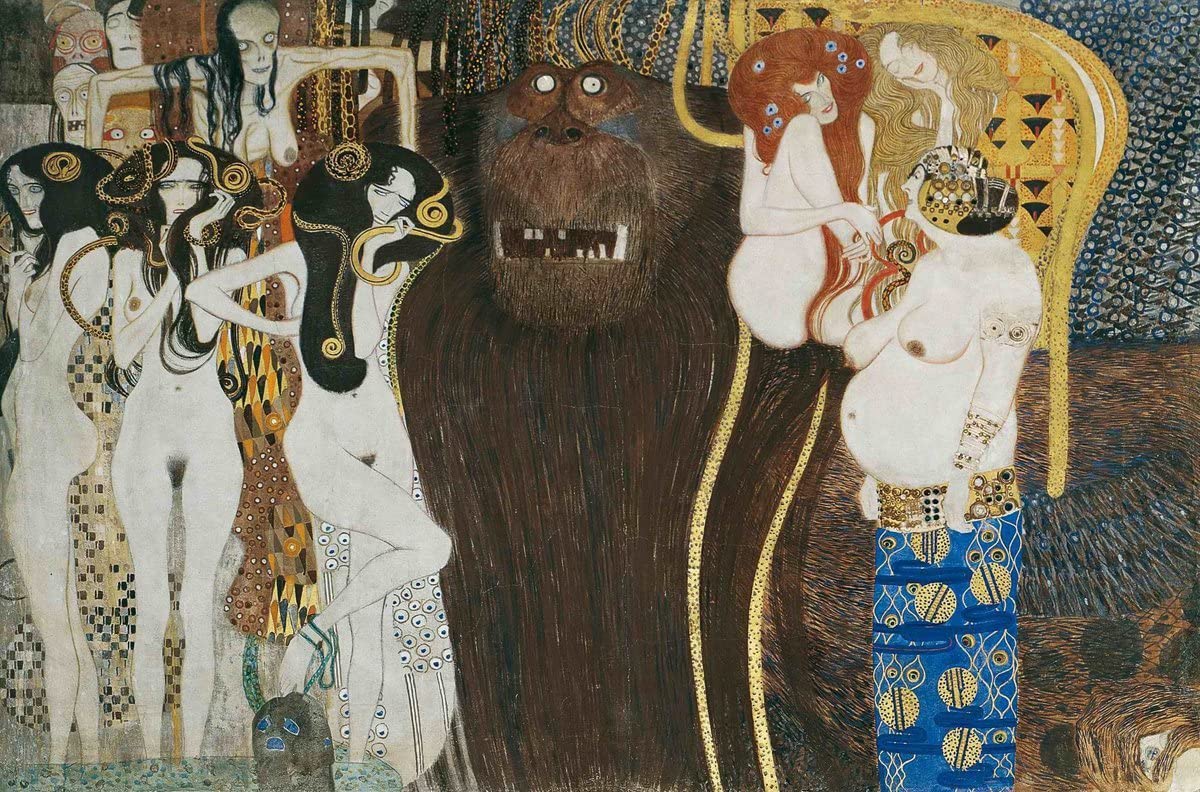 Get Custom Art Gustav Klimt - Beethoven Frieze, Canvas Art Print UNFRAMED - Size 24x36 Inches B24MS4254