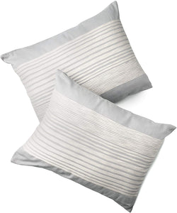 Welhome 100% Cotton Percale Crosby Stripe Comforter Set - Full/Queen - 88" x 92"- Soft & Cozy - Slub Textured - Breathable - Machine Washable - White 7514