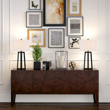 Load image into Gallery viewer, Henn&amp;Hart 24.5&quot; Tall Table Lamp with Fabric Shade in Blackened Bronze/White
