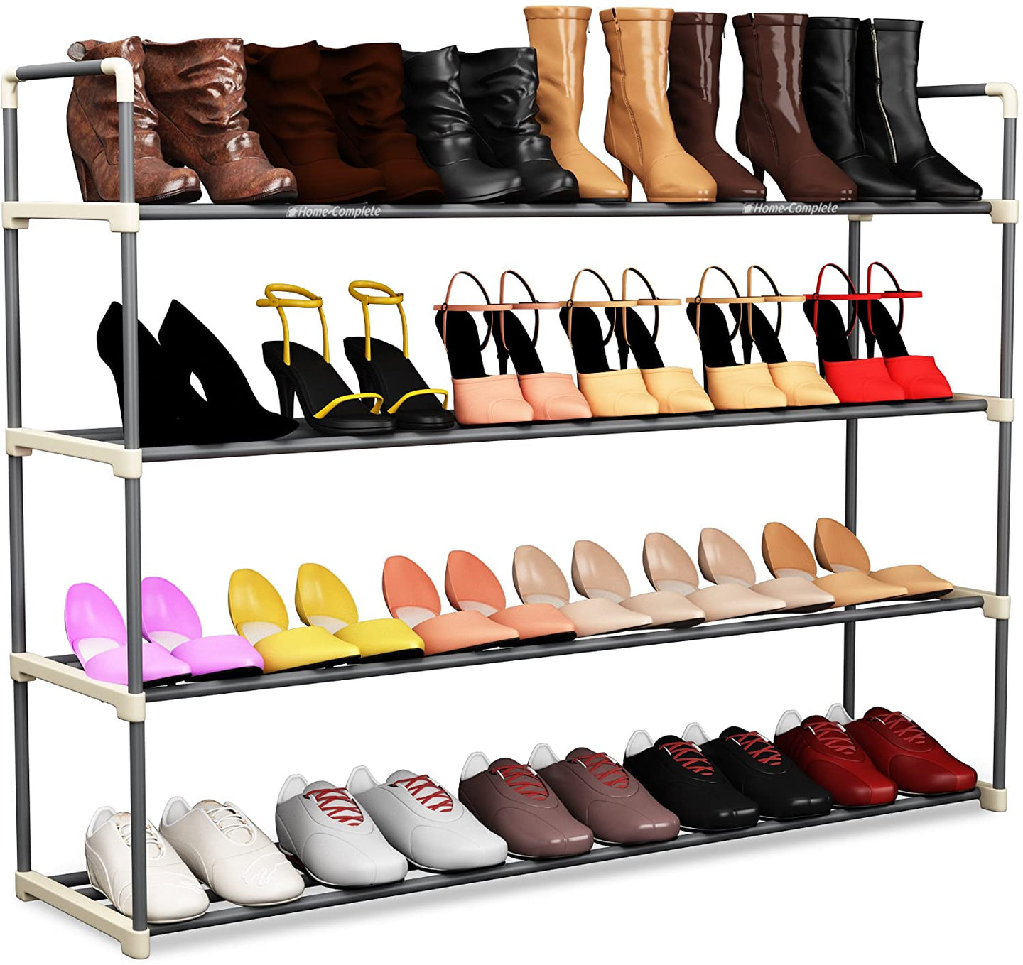 Shoe Rack with 4 Shelves-Four Tiers for 24 Pairs #1640HW
