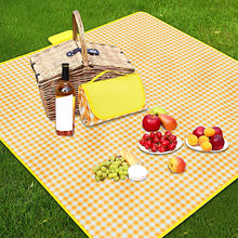 Load image into Gallery viewer, Large Checkered Picnic Blankets 79 x 79 Inches Waterproof Blanket Portable Picnic Supplies for Outdoor Family Outdoor Camping Parties (Yellow and White)
