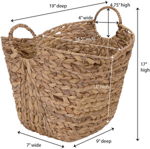 Household Essentials ML-4002 Tall Water Hyacinth Wicker Basket with Handles | Natural, Brown, Natural GL459