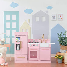 Load image into Gallery viewer, Pink Play Kitchen Toddler Pretend 2 pcs Play Set with Accessories and Ice Maker
