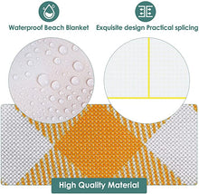 Load image into Gallery viewer, Large Checkered Picnic Blankets 79 x 79 Inches Waterproof Blanket Portable Picnic Supplies for Outdoor Family Outdoor Camping Parties (Yellow and White)
