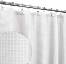 Load image into Gallery viewer, Cotton Blend Shower Curtain Honeycomb Waffle Weave, Soft &amp; Hotel Spa, Washable, White, 70" x 72" inch
