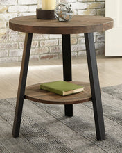 Load image into Gallery viewer, Signature Design by Ashley Chanzen Urban Round End Table with Fixed Shelf, Brown &amp; Black

