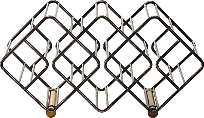 12-Bottle Metal Stackable Wine Storage Rack, Antique Black