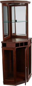 Home Source Corner Bar Unit, Mahogany