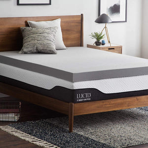 Lucid 3-Inch Bamboo Charcoal Memory Foam Mattress Topper MRM2701