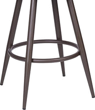 Load image into Gallery viewer, 26&quot; Counter Height Swivel Vintage Brown Faux Leather Bar Stool with Brown Metal Legs
