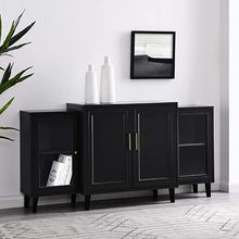 Load image into Gallery viewer, 4-Door Tiered Modern-Sideboard-Buffet Stand for Storage, 62, Black
