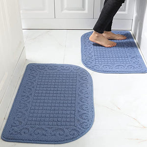 32X20 Inch Anti Fatigue Kitchen Rug Mats are Made of 100% Polypropylene Half Round Rug Cushion Specialized in Anti Slippery and Machine Washable (Blue 2pcs)