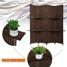 Load image into Gallery viewer, Room Divider 4 Panel Privacy Screen with Removable Storage Shelves, Black

