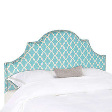 Load image into Gallery viewer, Hallmar Blue/white Queen Synthetic Upholstered Headboard 677CDR
